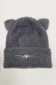 Czapki damskie - Dziecięca Czapka z Kocimi Uszami Grafitowa - miniaturka - grafika 1