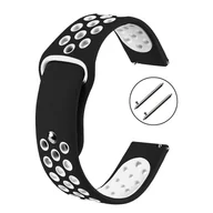 Akcesoria do smartwatchy - PASEK DO ZEGARKA 20MM – SILIKONOWY – czarno-biały - miniaturka - grafika 1
