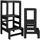 Krzesełka do karmienia - Podest kuchenny dla dzieci 3-poziomowy kitchen helper, pomocnik 90 cm czarny - miniaturka - grafika 1