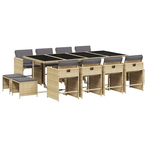Zestaw mebli ogrodowych rattan PE, beżowy, 220 x 106 x 73 cm