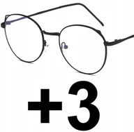 Okulary korekcyjne, oprawki, szkła - Okulary czarne korekcyjne plusy kocie uszy +3 - miniaturka - grafika 1
