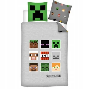 Pościel Minecraft Creeper 140X200 Szara Komplet Pościeli Dziecięca Oryginał - Pościel dla dzieci - miniaturka - grafika 1