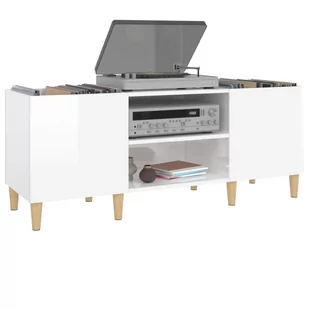 Szafka na płyty, wysoki połysk, biała, 121x38x48 cm Lumarko! - Szafki RTV - miniaturka - grafika 4