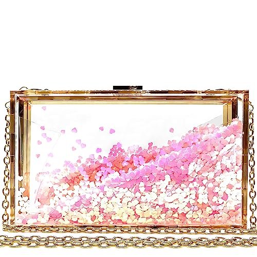 JeVenis różowa przezroczysta torebka damska koperty i kluczyki damskie clutch co torebka łańcuszek damska torebka wieczorowa damska, Różowy