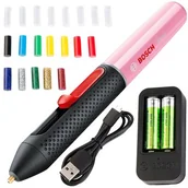 Pistolety do klejenia - Pistolet do kleju BOSCH Gluey Różowy 06032A2103 + Zestaw wkladów - miniaturka - grafika 1