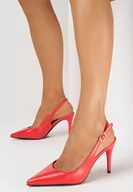 Sandały damskie - Czerwone Sandały na Szpilce z Otwartą Piętą Flovera - miniaturka - grafika 1