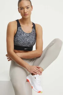 Reebok biustonosz sportowy kolor czarny wzorzysty 100075411 - Bielizna sportowa damska - miniaturka - grafika 1