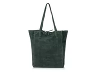 Torebki damskie - Vera Pelle, Skórzana Torebka worek damska, W18, zielona - miniaturka - grafika 1