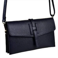 Torebki damskie - Vera Pelle mała skórzana listonoszka granatowa - miniaturka - grafika 1