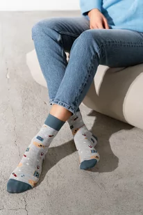 Skarpety 039-007 Melanż Jasny Szary (Rozmiar 35/37) - Skarpetki damskie - miniaturka - grafika 2