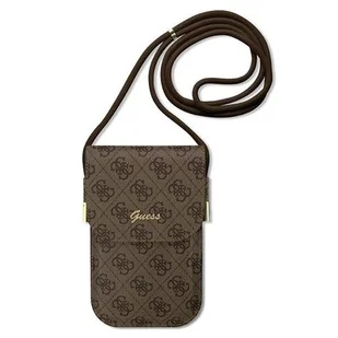 Guess Torebka etui pokrowiec + smycz GUOWBP4SNSW brązowy/brown 4G Metal Script Logo - Etui i futerały do telefonów - miniaturka - grafika 1