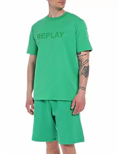 Koszulki męskie - Replay T-shirt męski, 630 Real Green, XS - grafika 1