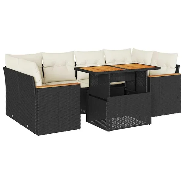 Zestaw Mebli Ogrodowych Rattan PE Czarny 62x62x69 cm