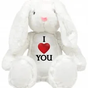 Maskotki i pluszaki - PRZYTULANKA KRÓLIK BIAŁY I love You Serce Miłość PREZENT WALENTYNKI Wzory - miniaturka - grafika 1