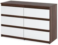 Szafki RTV - Komoda 6 Szuflad Do Salonu 100cm Hugo Nowoczesna Szafka Rtv Wenge Biały - miniaturka - grafika 1