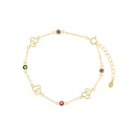 Bransoletki - Srebrna Pozłacana bransoletka 925 Serca Kolorowe Cyrkonie - miniaturka - grafika 1