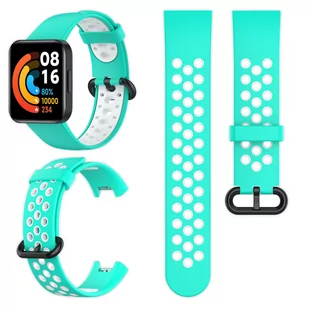 Pasek perforowany Vanfone do Xiaomi Redmi Watch 2 Lite, turkusowo-biały - Akcesoria do smartwatchy - miniaturka - grafika 1