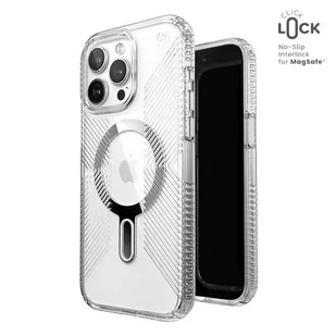 Speck Presidio Perfect-Clear Grip ClickLock & Magsafe - Etui iPhone 15 Pro Max (Clear / Chrome Finish / Serene Silver) - Etui i futerały do telefonów - miniaturka - grafika 1