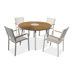 Ogrodowy zestaw jadalniany TACOMA Fi120/4+1 White - Focus Garden - Meble ogrodowe Ogrodowy zestaw jadalniany TACOMA Fi120/4+1 White - Focus Garden - Meble ogrodowe - miniaturka - grafika 1