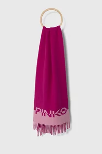 Apaszki i szaliki damskie - Pinko szalik wełniany kolor fioletowy wzorzysty - grafika 1