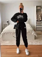 Spodnie damskie - Spodnie Damskie Calvin Klein S Czarne, Haftowane, Sportowy Styl, Hit Sezonu - miniaturka - grafika 1