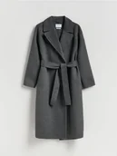 Płaszcze damskie - Reserved - Płaszcz z wełną - ciemnoszary - miniaturka - grafika 1