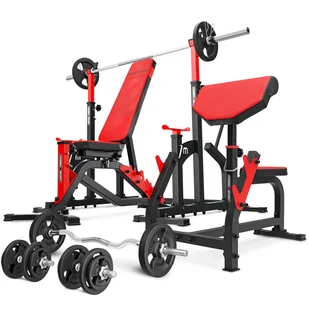 Zestaw do treningu siłowego Marbo Sport ławka regulowana i stojaki pod sztangę - Ławki treningowe - miniaturka - grafika 1