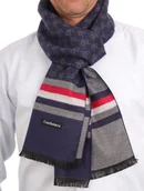 Apaszki i szaliki męskie - Ciepły szalik męski Cashmere geometryczny SZA-30 granatowo-szary - miniaturka - grafika 1