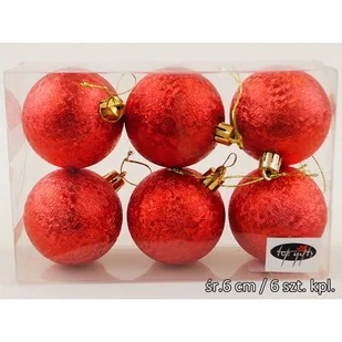 Bombka plastikowa czerwona 6 cm 6 sztuk - Bombki - miniaturka - grafika 1