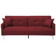 Sofy i kanapy - Beliani Sofa rozkładana czerwona LUCAN 14873 - miniaturka - grafika 1