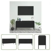 Szafki RTV - Szafka pod telewizor The Living Store czarna 105x35x50 cm stalowa - miniaturka - grafika 1