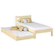 Łóżka - Drewniane łóżko pojedyncze z szufladą na materac N01 sosna bezbarwna 120x180 - miniaturka - grafika 1