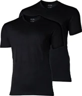 Koszulki męskie - CECEBA T-shirt męski American, 2-pak - dekolt w szpic, krótkie rękawy, bawełna, gładki czarny L - miniaturka - grafika 1