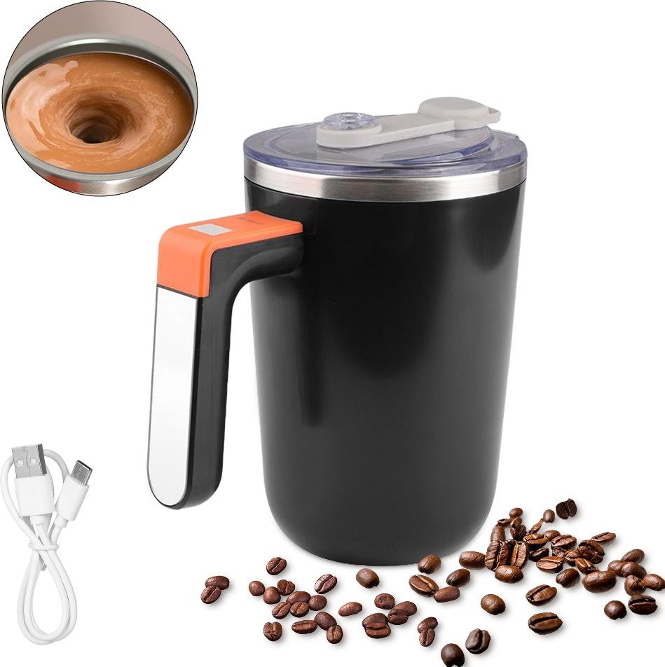 300ml Samomieszający się kubek Podgrzewanie temperatury Magnetyczny kubek do mieszania kawy z pokrywką Akumulatorowa wkładka ze stali nierdzewnej 304 Wodoodporna kawa herbata mleko Coco Inteligentne kubki termiczne do biura Szkoła Siłownia