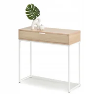 Konsole i sekretarzyki - Skandynawska Konsola Nora 80CM Dąb Sonoma Biała Z Szufladą Do Przedpokoju - miniaturka - grafika 1