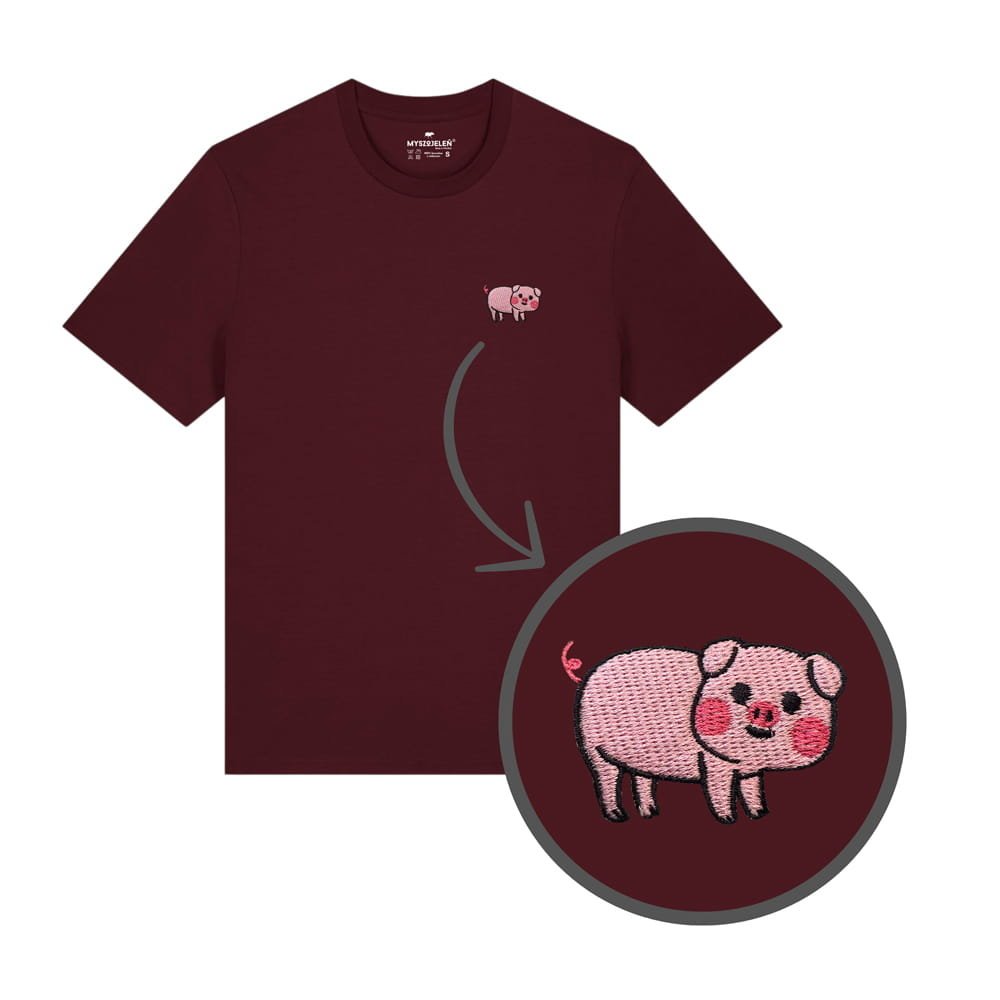Haftowana koszulka ŚWINKA bordowy XL