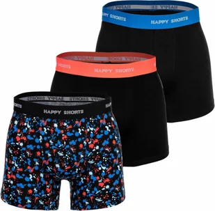 Bokserki Happy Shorts Herren, 3 sztuki - Retro Jersey, Logobund Neon Colour Splashes M - Majtki męskie - miniaturka - grafika 1