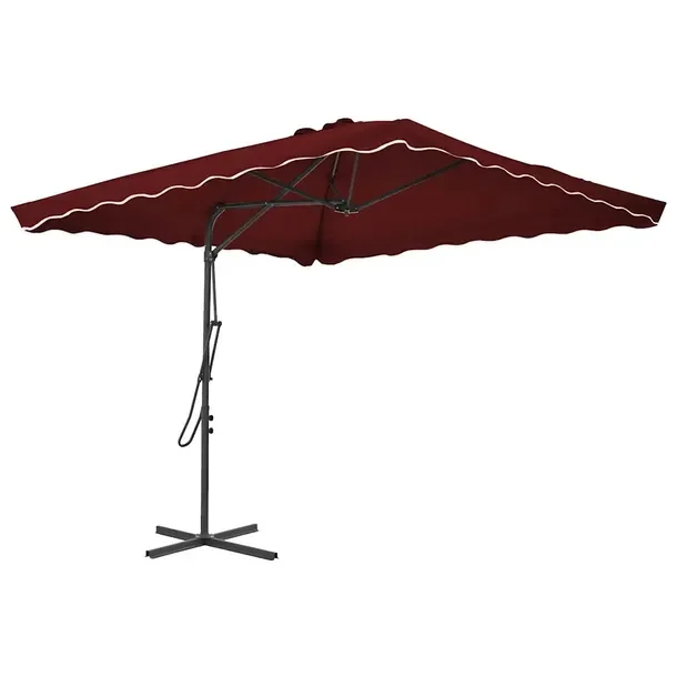 Parasol ogrodowy bordowy 250x250x230 cm z podstawą krzyżową 100x60 cm