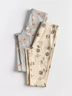 Spodnie i spodenki dla dziewczynek - Reserved - Bawełniane legginsy 2 pack - wielobarwny - miniaturka - grafika 1