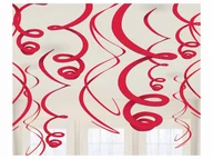 Balony i akcesoria - Dekoracja wisząca Swirl czerwona - 56 cm - 12 szt. - miniaturka - grafika 1