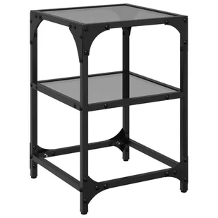 vidaXL Stolik kawowy ze szklanym blatem czarny stalowy 30x30x45 cm - Ławy i stoliki kawowe - miniaturka - grafika 1