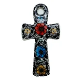 Ozdoby bożonarodzeniowe - Ceramiczny krzyż wiszący Ceramika Bolesławiec - miniaturka - grafika 1