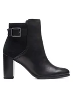 Botki damskie - Clarks Skórzane botki "Freva 85" w kolorze czarnym - miniaturka - grafika 1
