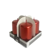 Świece - Świeca klasyczna pieńkowa 70/40 metalik czerwona - miniaturka - grafika 1