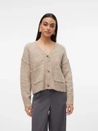 Swetry damskie - Vero Moda Kardigan w kolorze beżowym - miniaturka - grafika 1
