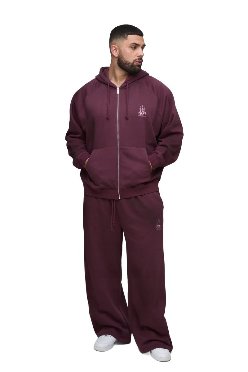 BOOHOOMAN DRESY KOMPLET MĘSKI PLUS SIZE BORDOWY Z NADRUKIEM XXL Z3A*