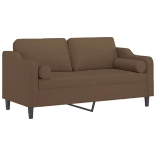 2-osobowa sofa z poduszkami, brązowa, 140 cm, tkanina Lumarko! - Sofy i kanapy - miniaturka - grafika 2
