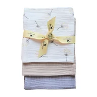 Pieluchy - Pieluszki muślinowe 30x30 - beż + szara + dmuchawce białe, SwanStore - miniaturka - grafika 1