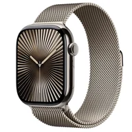 Smartwatch - Apple Watch 10 GPS + Cellular 46mm naturalny tytan bransoleta mediolańska Naturalna S/M Złoty - miniaturka - grafika 1
