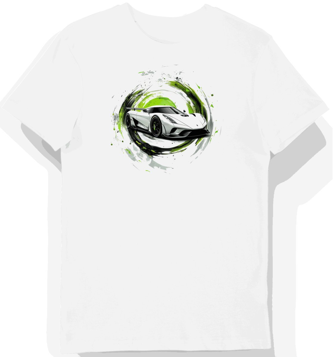 Koszulka męska biała z Jedwabistym Samochodem Artystycznym M